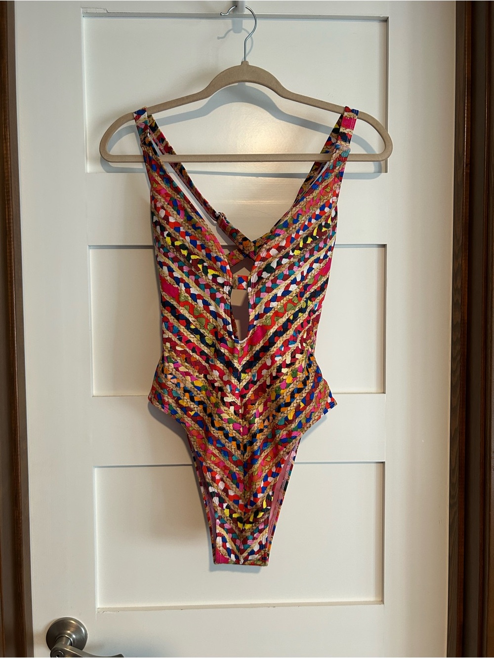 One piece swimsuit Sam Edelman Colorful Raffia Print Size Large